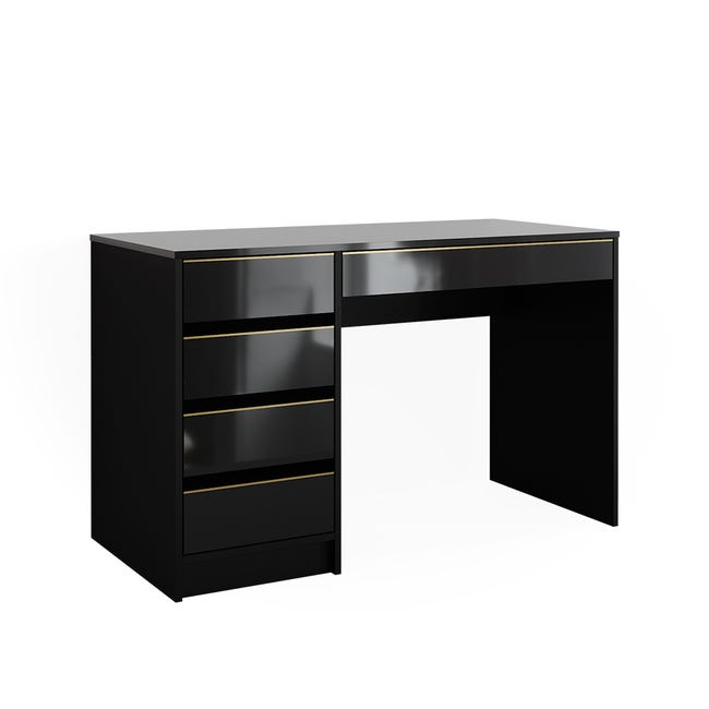 Coiffeuse avec miroir en bois aggloméré stratifié Noir H. 75 x l. 120 x ...