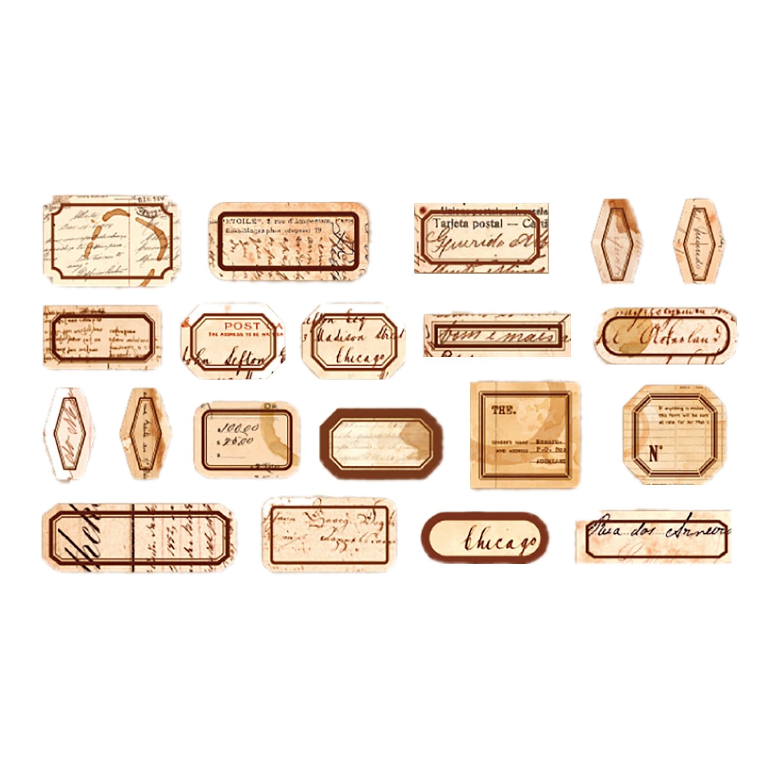 WANDIC Adesivi A Striscio Trasferibili 16 Fogli – Vintage Estetico Per Scrapbooking, Diari, Planner, 10x15 Cm