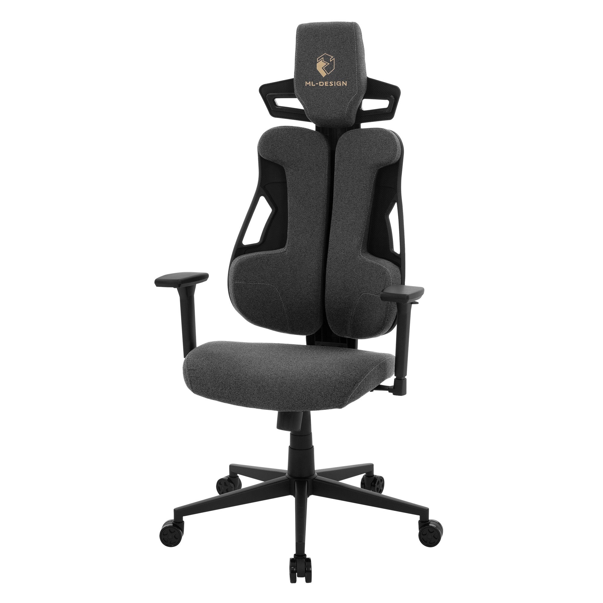 ML-Design krzesło gamingowe ergonomiczne z tkaniny szary z podłokietnikami 3D zagłówkiem podparciem lędźwiowym regulacją wysokości do biura