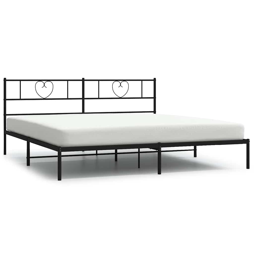 Łóżko Metalowe Czarne Rama Łóżka Ze Stelażem Do Sypialni Pokoju 193x203 cm