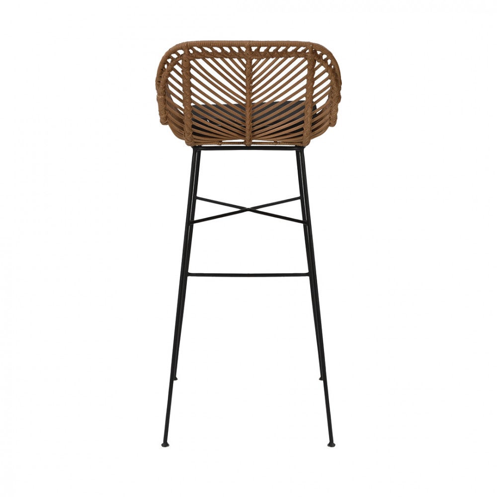 Nunuhai - Lot de 2 tabourets de bar en rotin H76cm - Bois foncé - 9