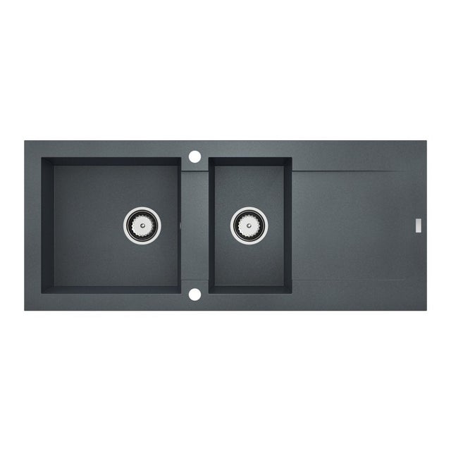 Évier cuisine à encastrer 2 bacs Granit CAREA en Granit composite 118 x 50 cm Gris