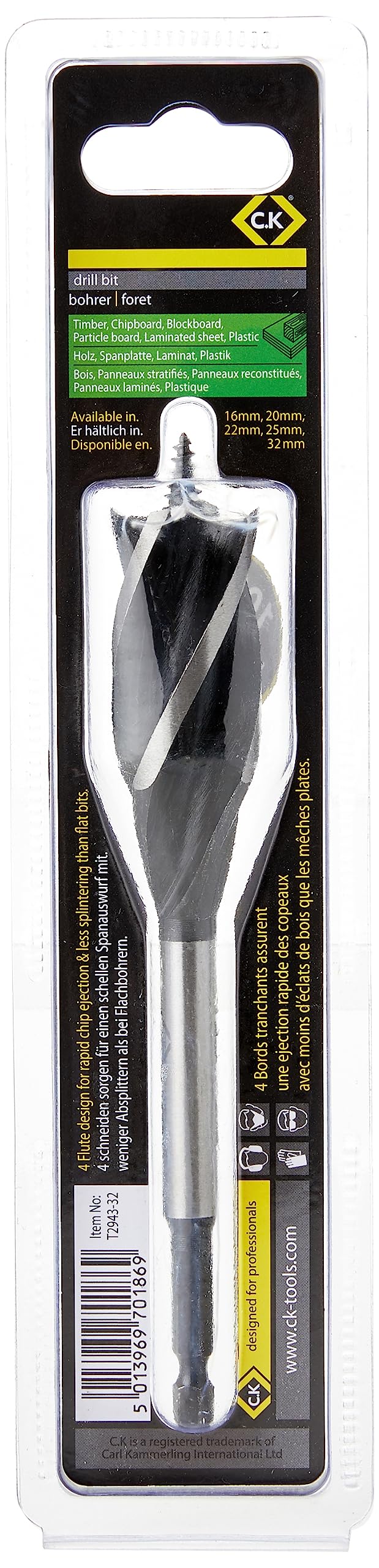 Foret Fast4 SDS-PLUS 25mm C.K. T2943-25 Longueur de travail 110 mm - 3