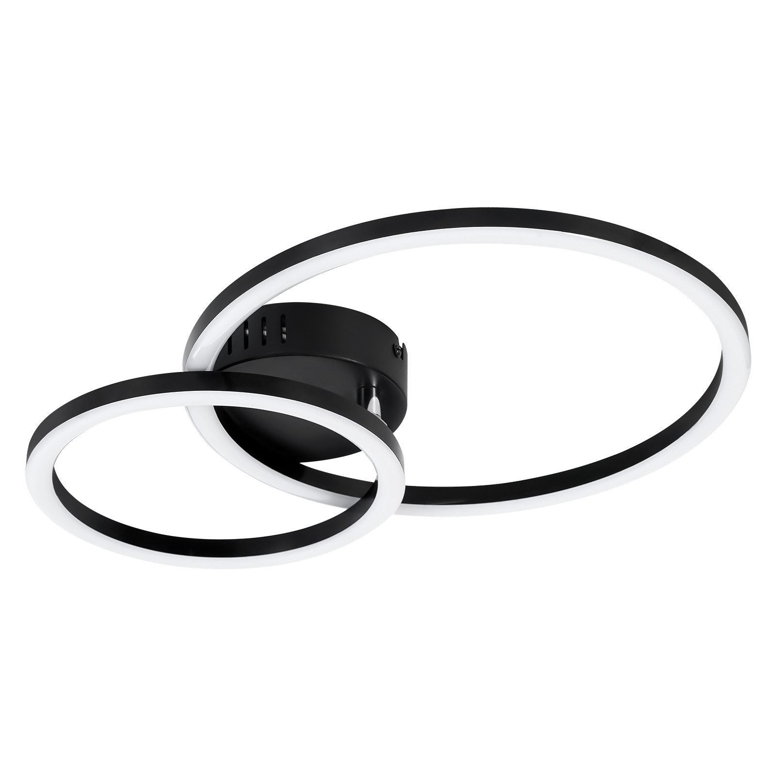 ZMH Lampa sufitowa LED do salonu 2 pierścienie czarna nowoczesna 23W 3000K lampa sufitowa 40,5CM
