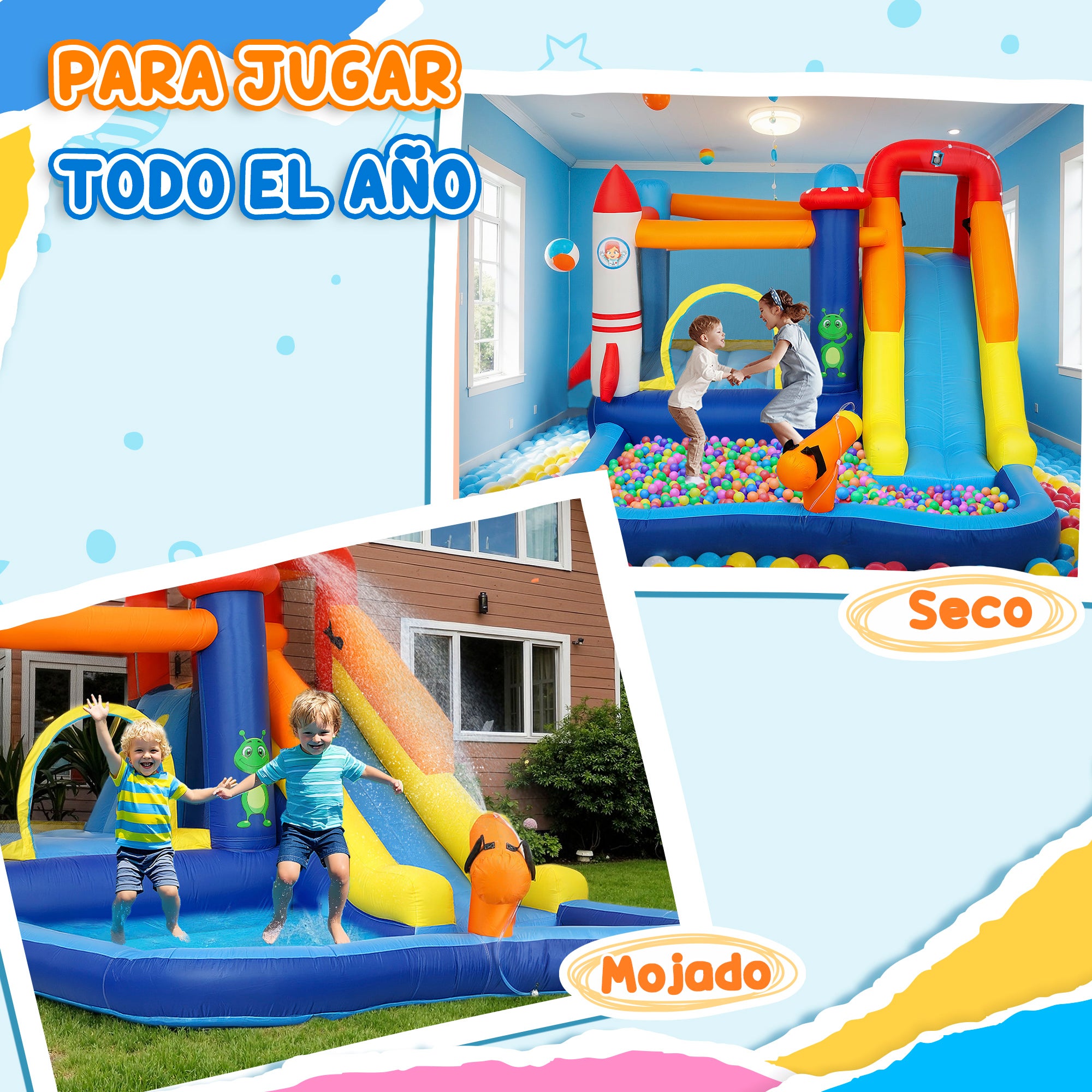 Castelo Insuflável AIYAPLAY Tecido Oxford Multicor 360x250x195 cm - 8