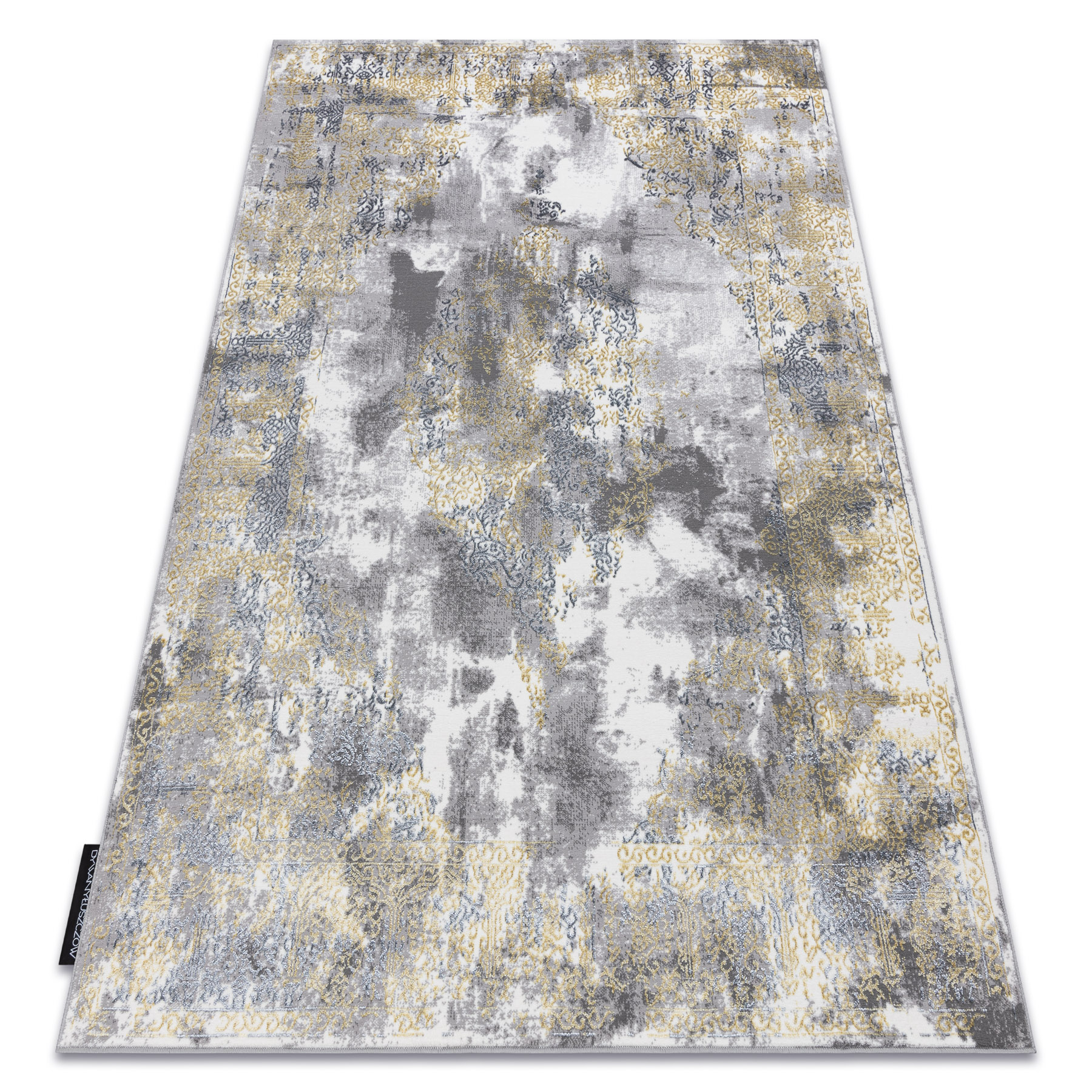 Dywan DE LUXE nowoczesny 6754 Ornament vintage przecierany - Strukturalny krem / złoty 140x190 cm