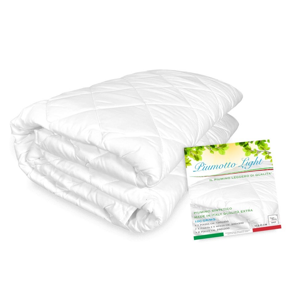 Plumífero sintético hipoalergénico primavera verano 100 gr./m². edredón ligero ligero extra calidad made in italy 1 cuadrado