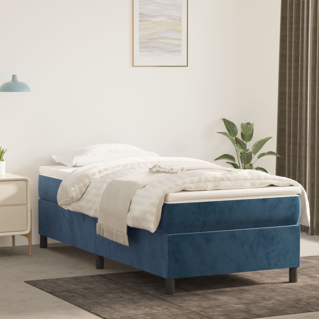 Sommier à lattes de lit avec matelas Bleu foncé 100x200 cm — COMFORTXL - 2