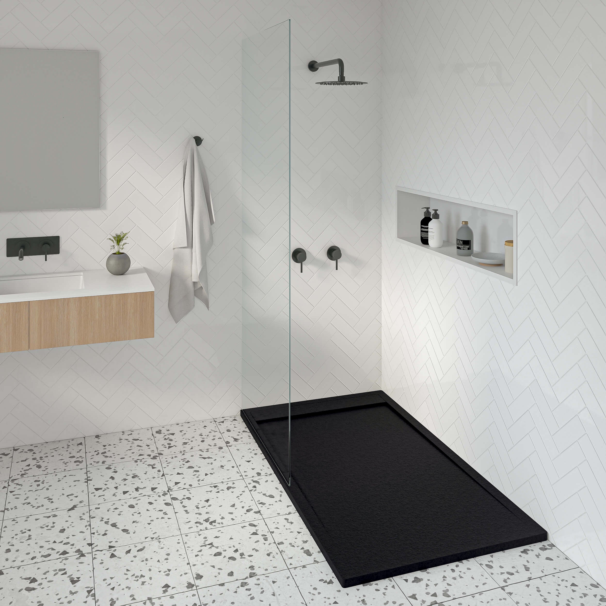 Receveur de douche en résine Obi 80x180 noir RAL 9005 avec siphon ...