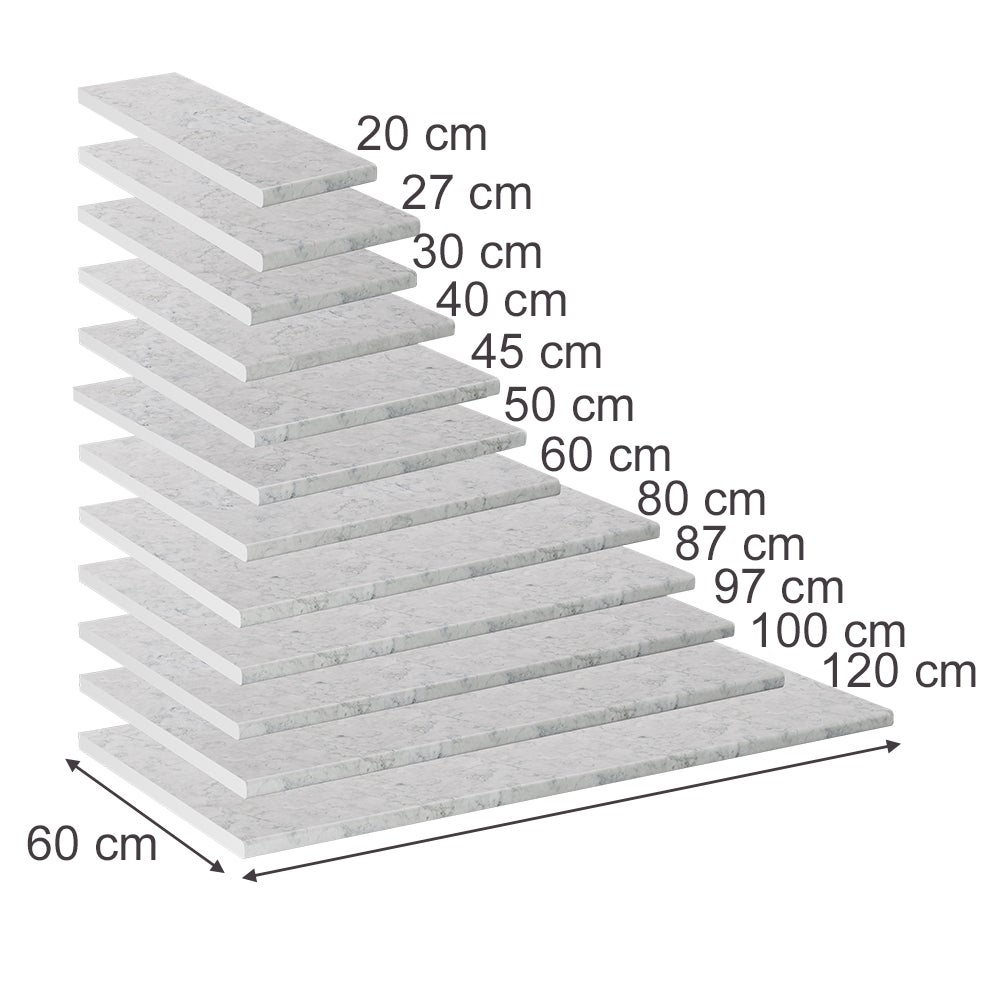 Vicco Plan de travail cuisine R-Line, blanc/marbre, 120cm - 3