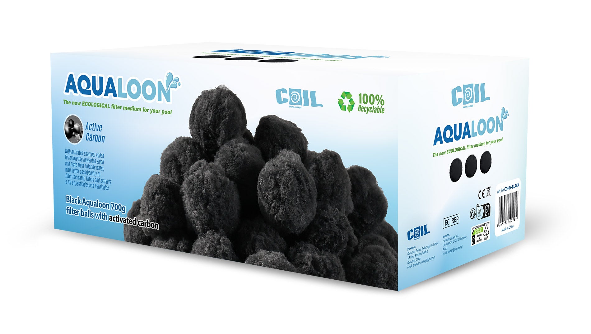 COIL Kulki filtracyjne Aqualoon BLACK do pompy piaskowej do basenu opakowanie 700g zastępuje 25kg piasku - 2