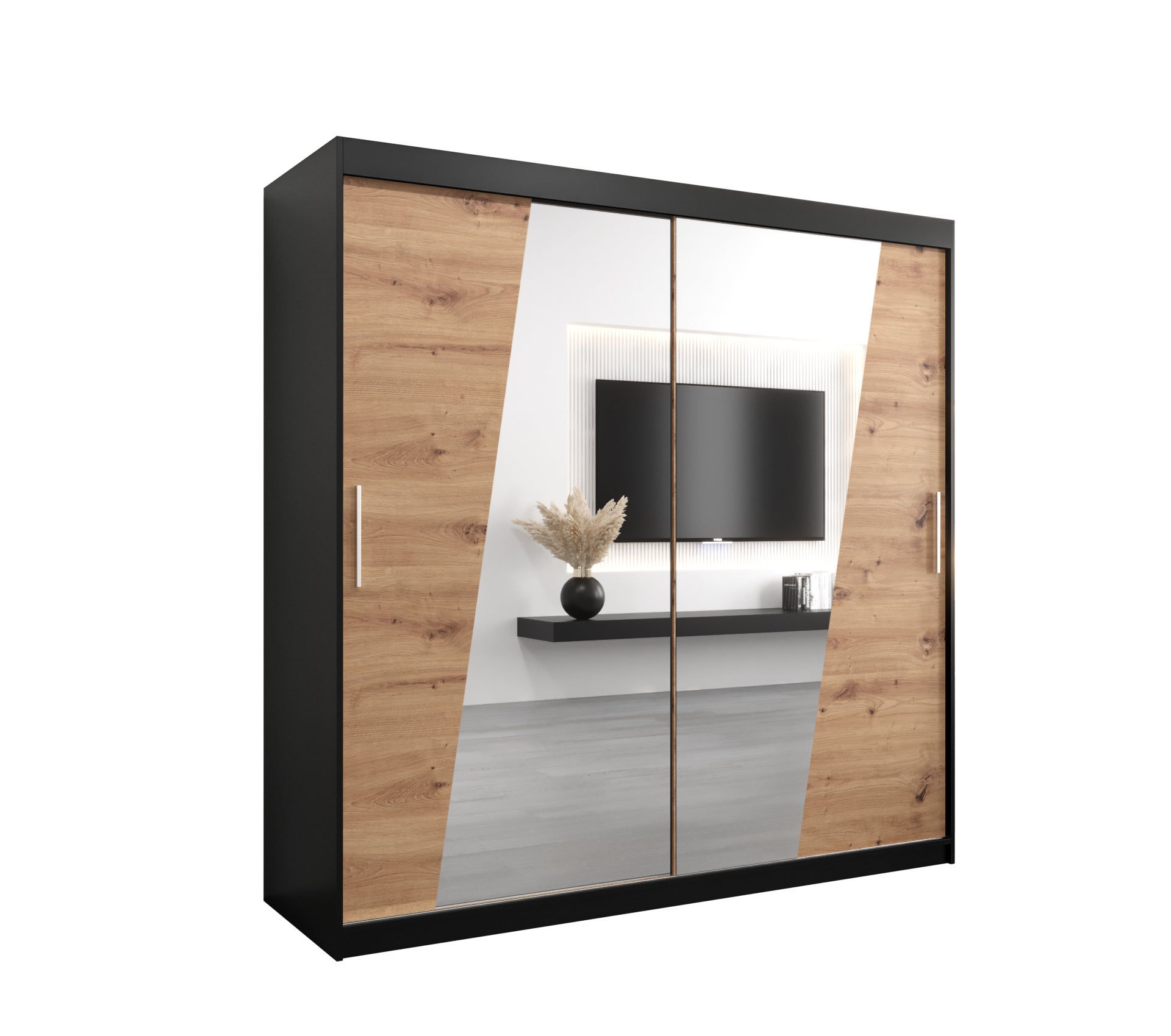 Szafa przesuwna garderoba RHOMB 200 x 62 x 200 cm Czarny + Artisan - Abiks Meble