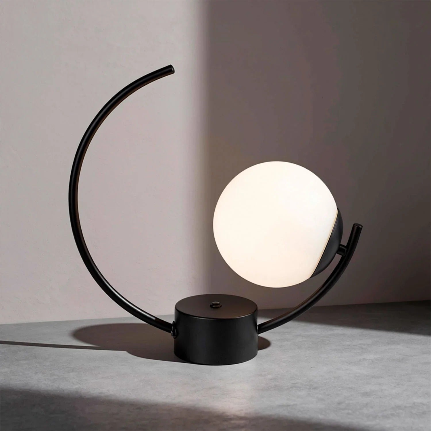 Lampa stołowa dekoracyjna czarna szklana biała kula do salonu sypialni 1xE14 25W MESIRO Rabalux