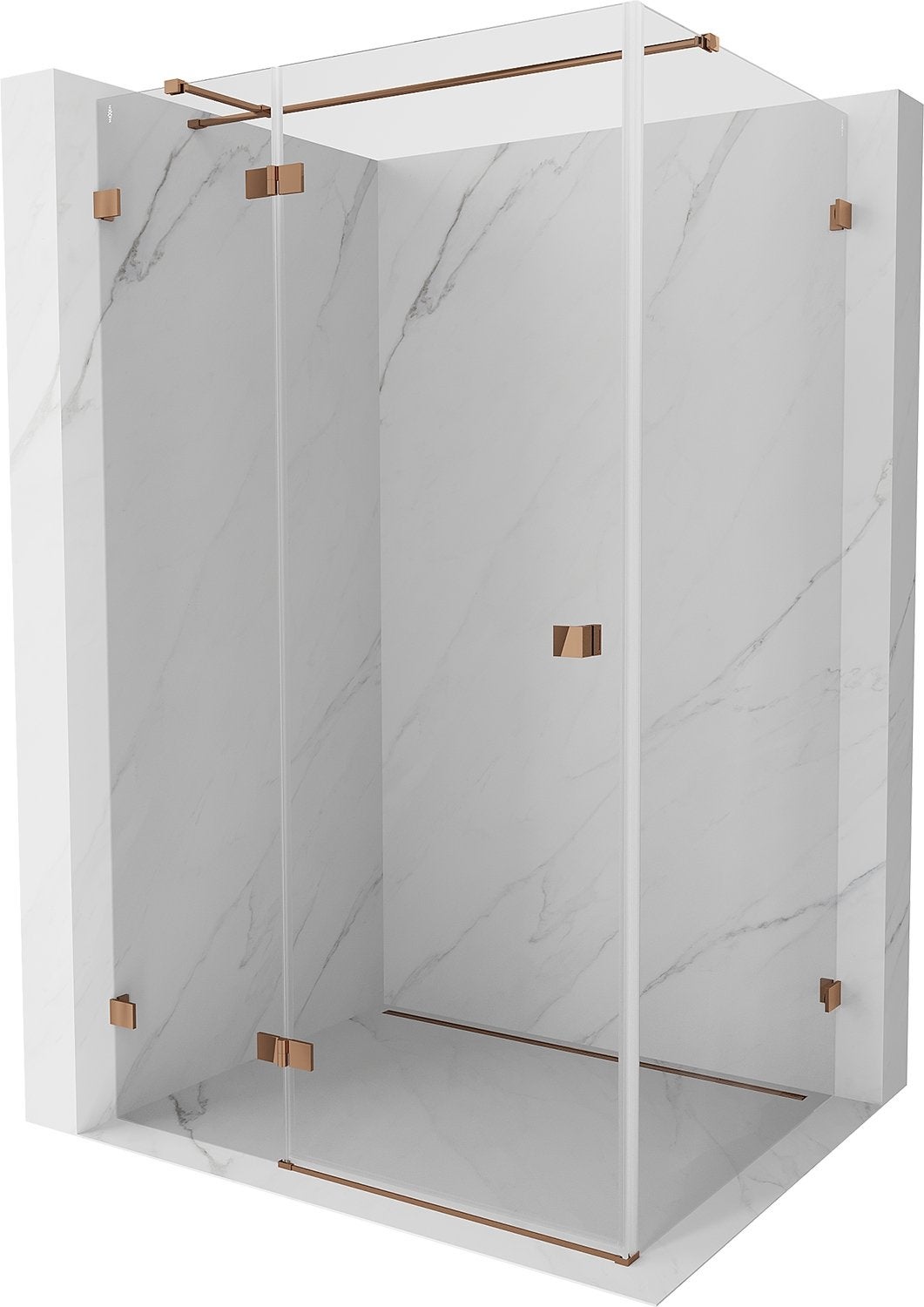Mexen Lunar T kabina prysznicowa uchylna lewa 140 x 110 cm, transparent, różowe złoto - 834T-140-110-60-00-L