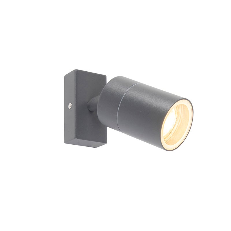 Qazqa moderne applique murale extérieure, lampe murale pour jardin - Solo - gris foncé, max. 35w, gu10, 15cm, IP44 - 6