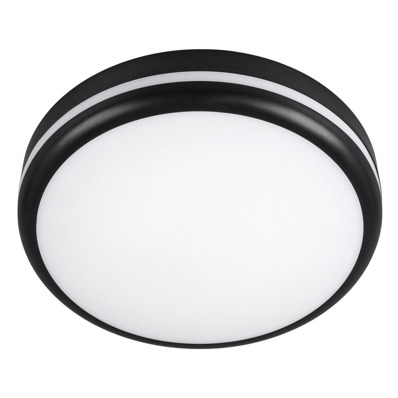 Plafon czarny LED okrągły - Lampa łazienkowa 3 barwy światła 18W - Mały panel IP54 22cm przed dom - LEDHOFF