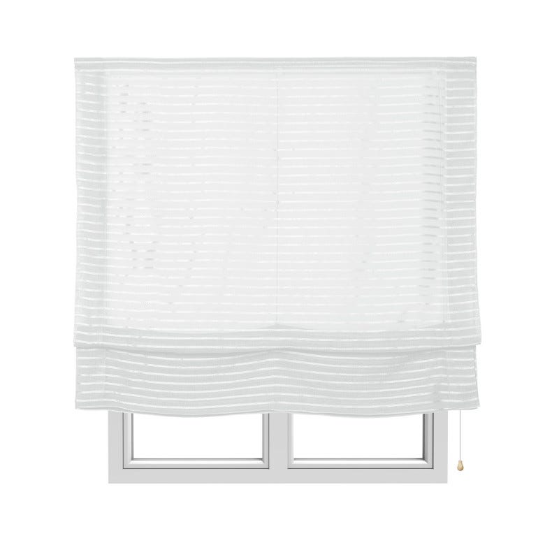 Rideau Uni ESLIR 80x140cm Blanc - Store Romain Avec Bande Velcro Opaque Pour Cuisine Et Salon