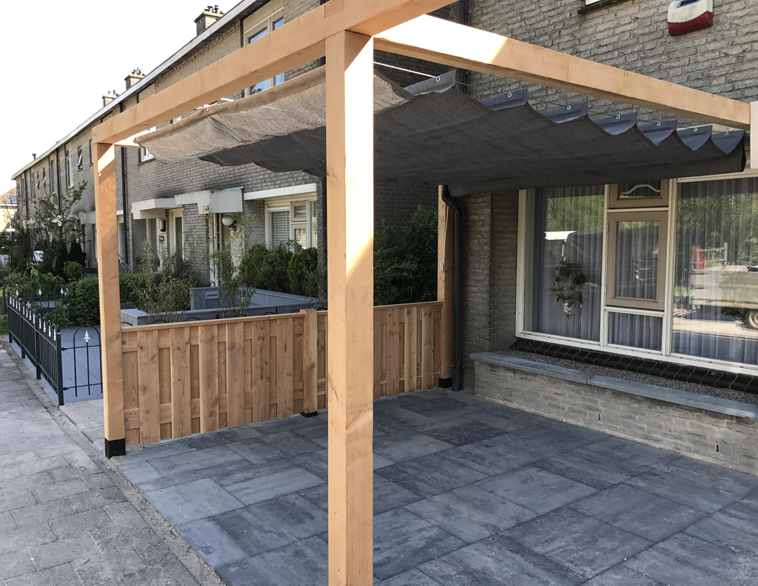Toldo retráctil para pérgola en gris antracita 290 x 500 cm - 2