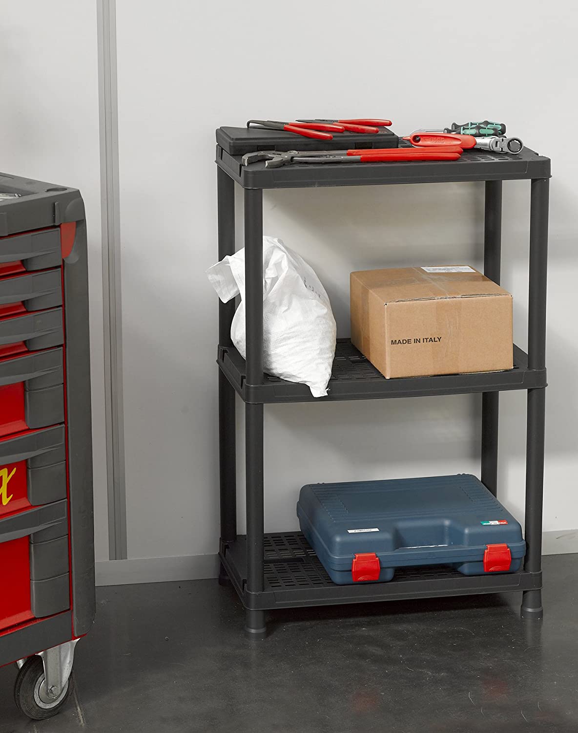 Estante com 3 prateleiras L60xP30xA96 cm Resina preta Brixo 80kg - 2