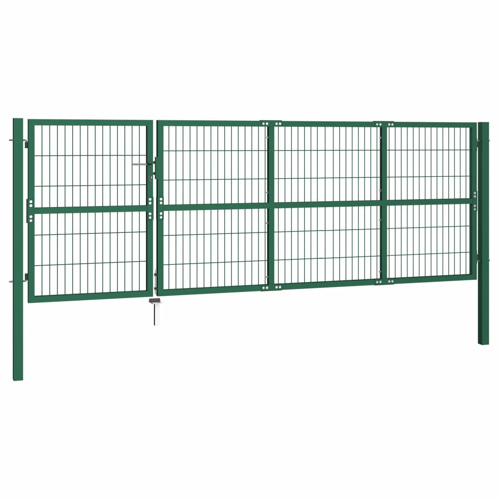 Portail de clôture de jardin avec poteaux 350x120 Acier Vert - 2