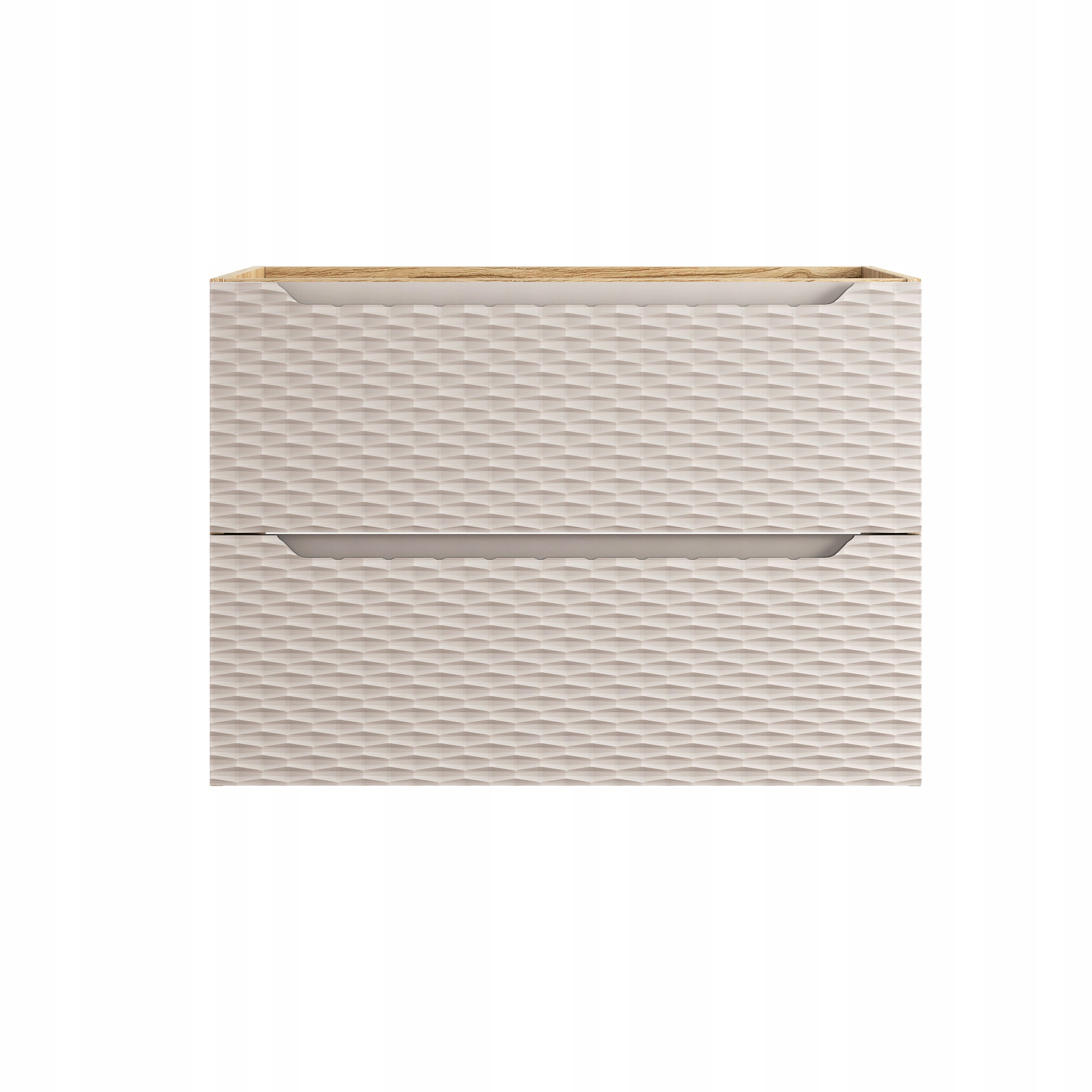 Szafka łazienkowa OCEAN 80 cm beżowa dąb olejowany front 3D MDF wisząca 2 szuflady - 8