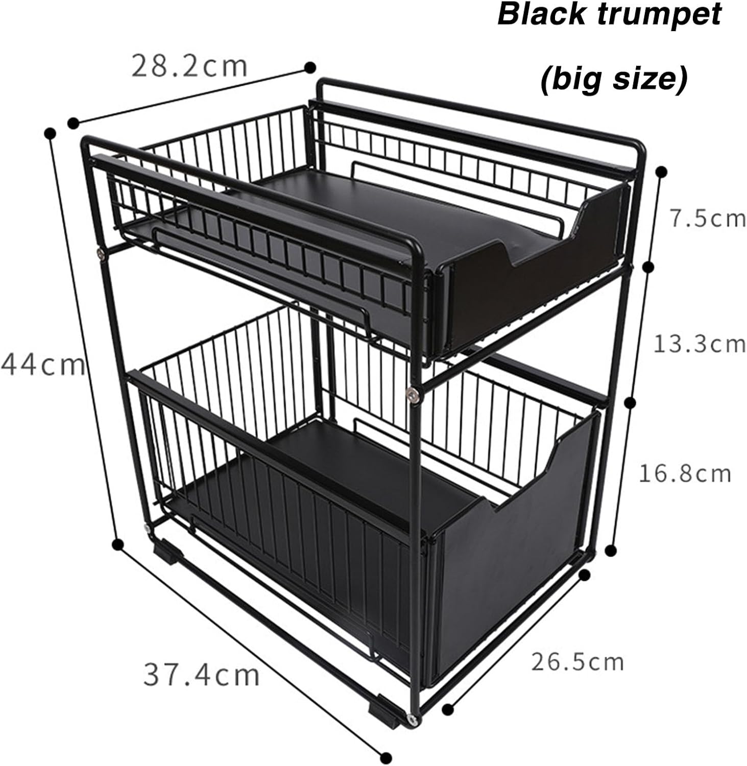 Organiseur sous évier à 2 niveaux&nbsp;: organiseurs sous évier avec tiroir coulissant&nbsp;– Rangement coulissant pour salle de bain, cuisine, bureau - 3