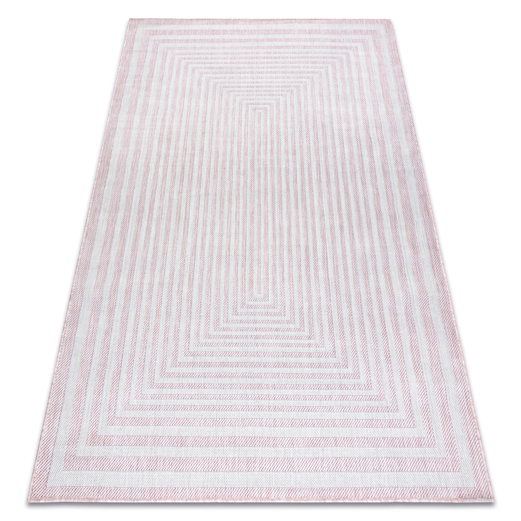 Dywan SZNURKOWY SIZAL SION Labirynt 22376 płaskie tkanie róż / ecru 200x290 cm