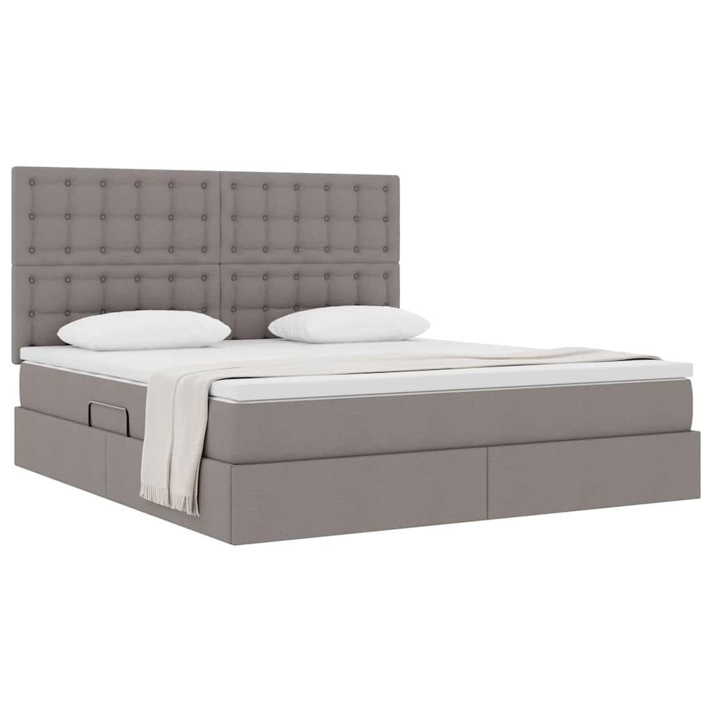 Lit avec rangement et matelas en tissu taupe pour la chambre, 160 × 200 cm - 3