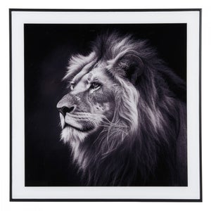 Cadre Déco Tableau Lion Moderne - Dimensions 70x100 Cm, Bois MDF Marron, Neuf