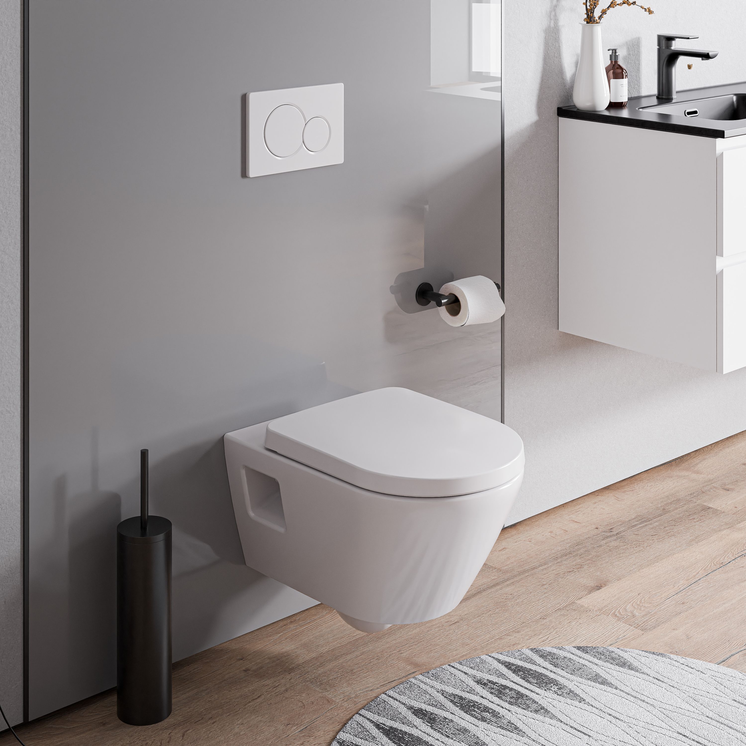 DURAVIT WC suspendu sans rebord Cuvette supendue avec abattant fermeture en douceur 37x36x54cm Blanc brillant VIVEO Leroy Merlin