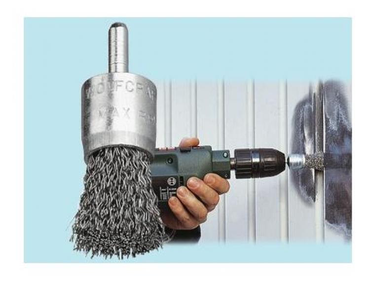 Déstockage -wolfcraft - Brosse Pinceau Métal Torsadée Ø 25 Mm Queue 6 Mm - 2126000 - 5