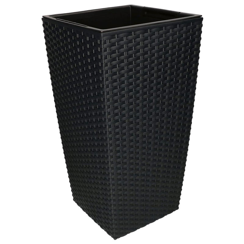Donica ogrodowa balkonowa 450mm taras kwiaty doniczka rattan wkład antracyt - KOTARBAU