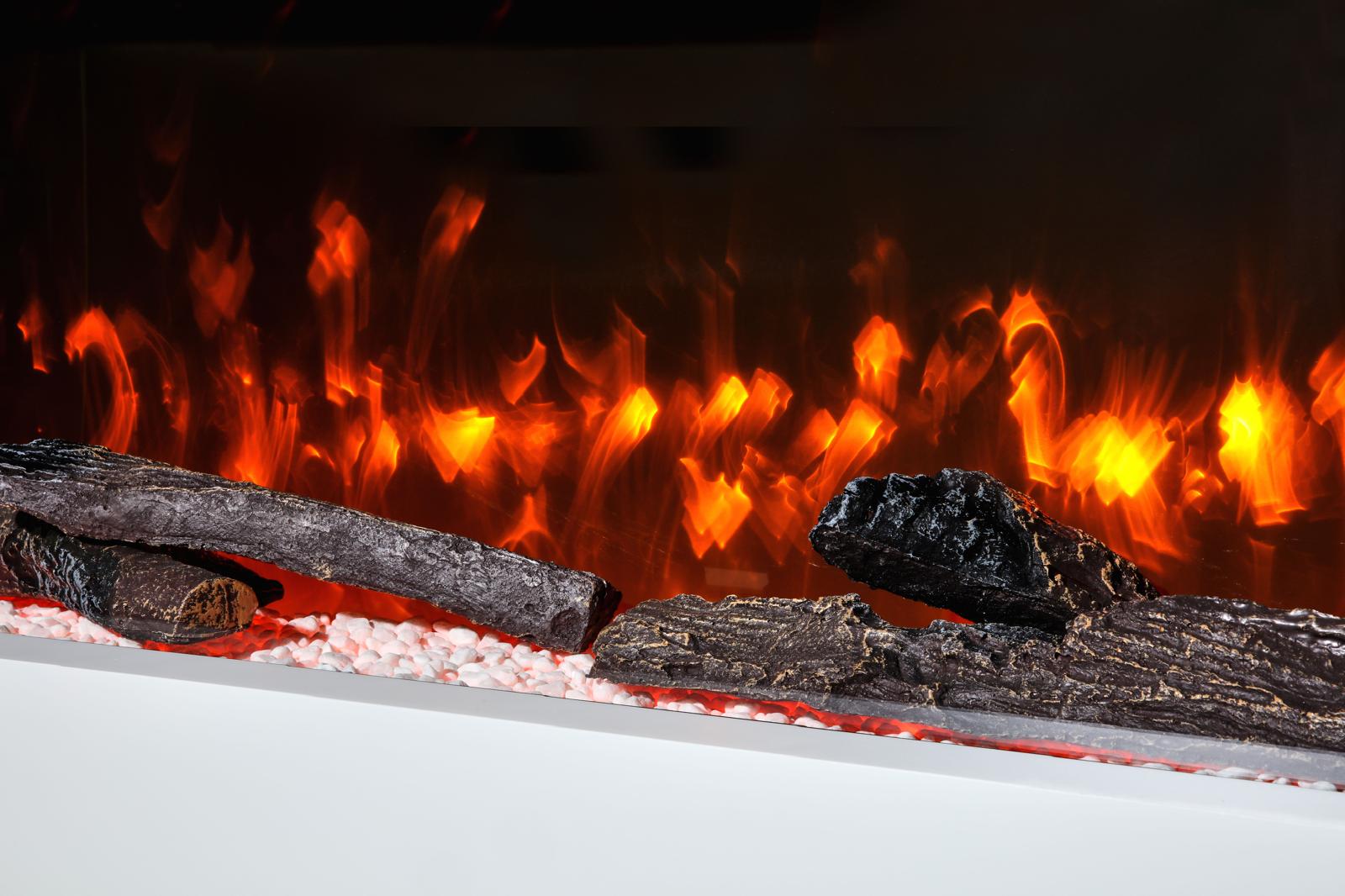 DUPI Chimenea Eléctrica Nero Pro SENZIA | 3 en 1 con Calefacción | 12 Colores Llama | APP Tuya-Smart Life-Alexa | Blanco/Madera | 134x58x21cm - 5