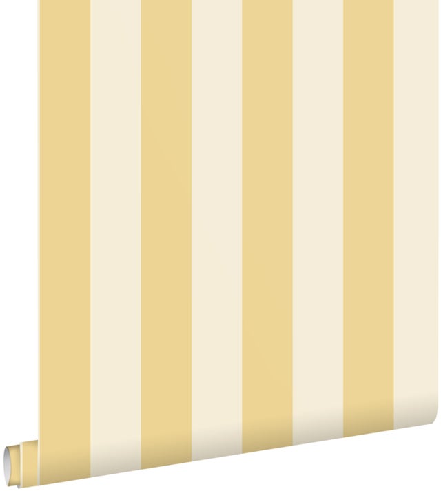 Papel de parede riscas amarelo e bege - 0.53 x 10.05 m - ESTAhome