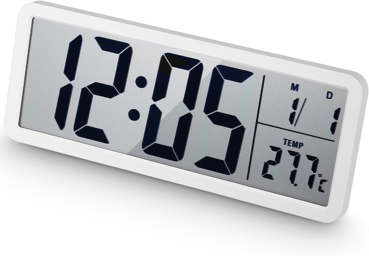 Cyfrowy zegar ścienny, cyfrowy zegar ścienny LED, 12/24 godziny, zasilany bateryjnie i ładowany przez USB, czas, kalendarz, temperatura