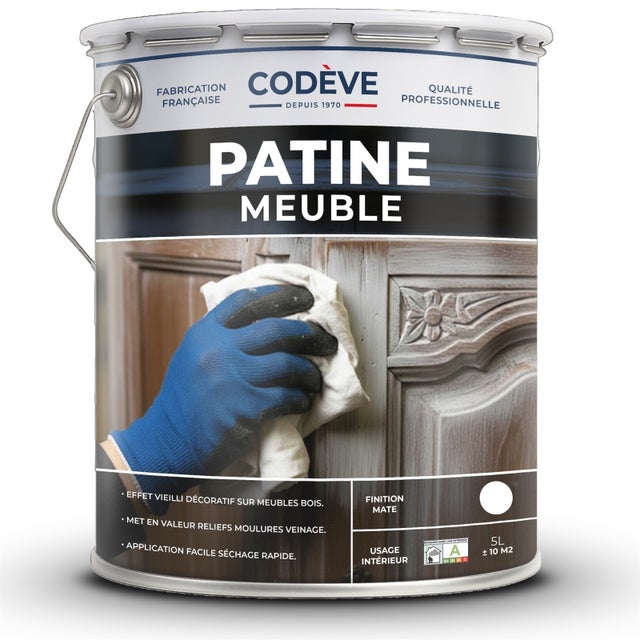 Patine Meuble - 5 L - Codeve Bois - Pour Blanchir Votre Meuble, Commode, Chaise Ou Table En Bois.