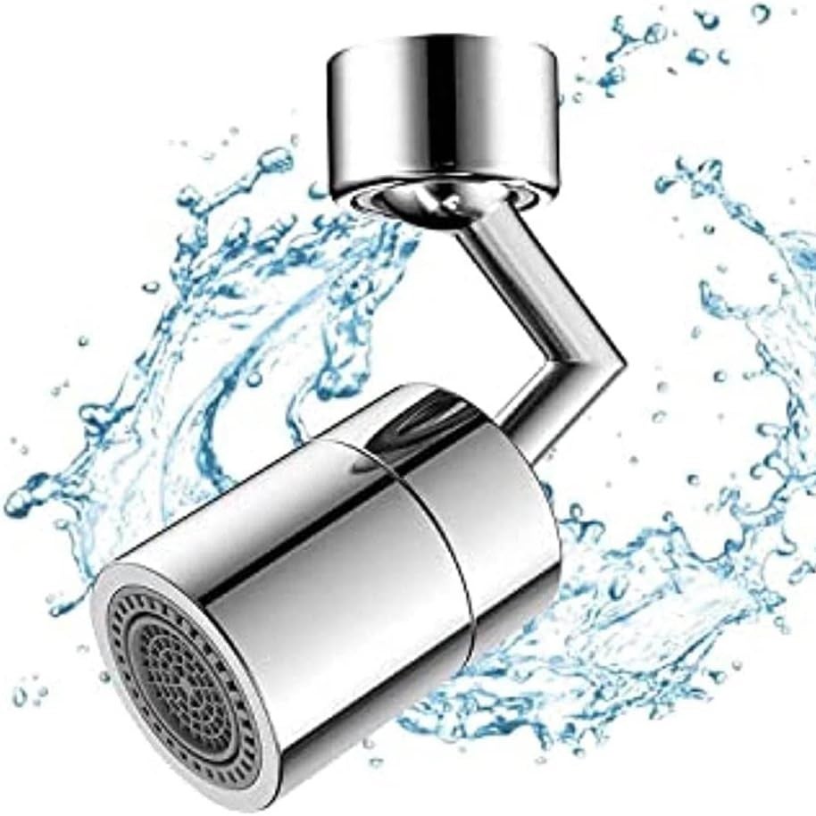Adaptateur Universel Articulé pour Robinet | Aérateur Pressurisé Rotatif Cuisine/Salle de Bain Anti-éclaboussures (Argenté)