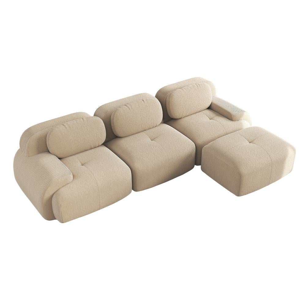 Canapé d’angle modulable ergonomique en tissu côtelé, adapté aux animaux, rembourrage haute élasticité 32D, pour salon et chambre - 6