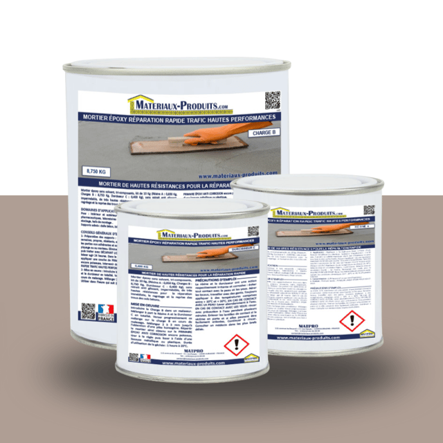 Mortier époxy réparation rapide trafic hautes performances Kit de 2,5 Kg Gris Taupe RAL 1019 - MATPRO