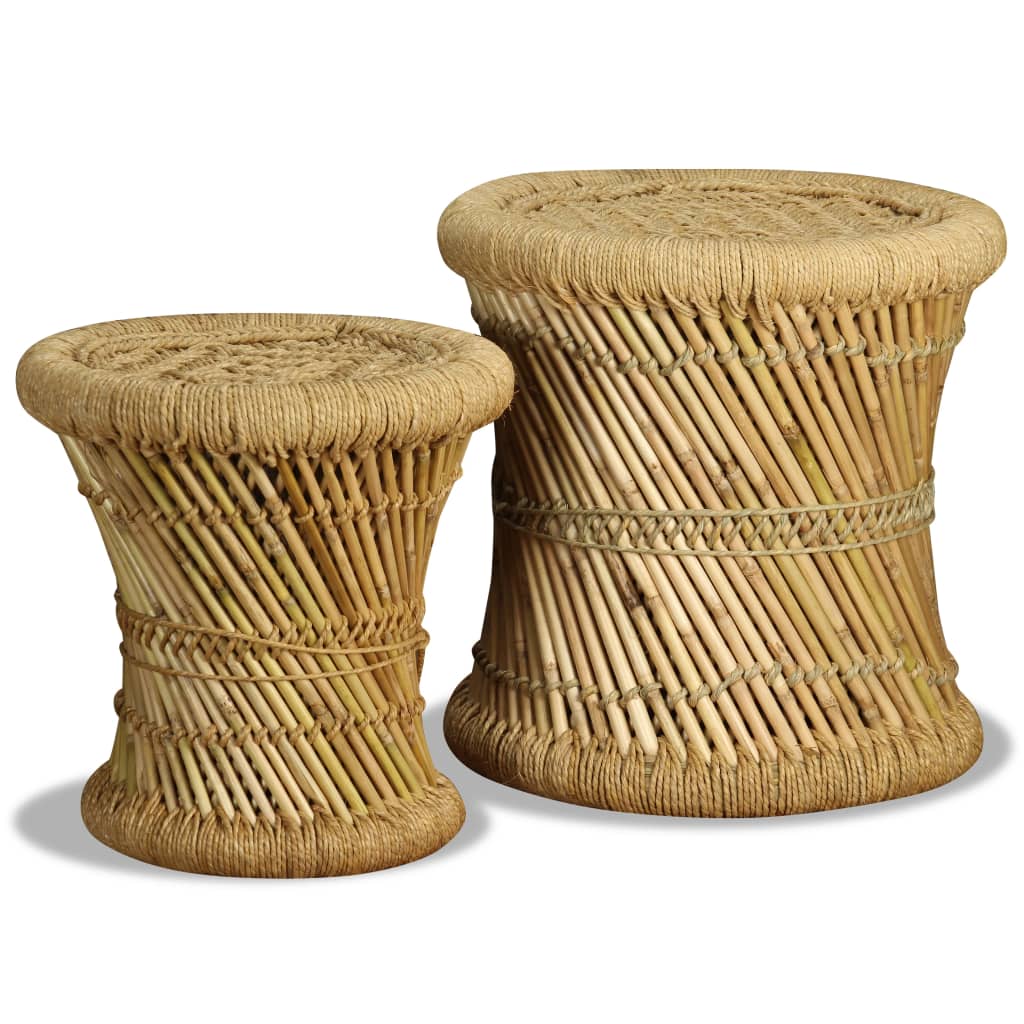 Maison Exclusive - Tabourets lot de 2 Bambou et jute - 3