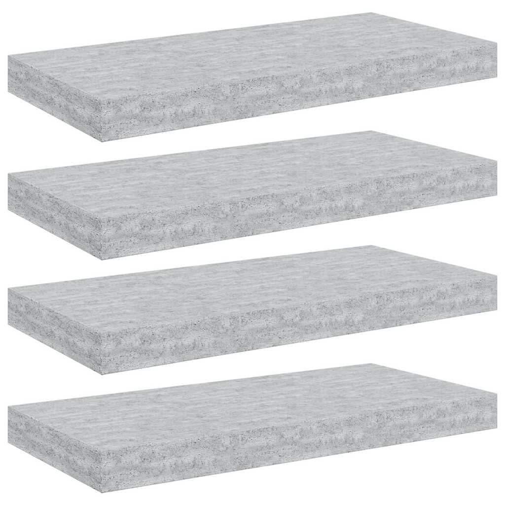 Lot de 4 étagères murales - Fixation invisible - MDF et métal - Gris ...