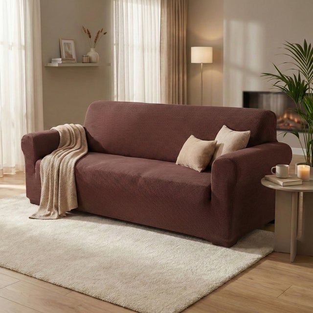 Hearda Housse de Canapé Extensible, Universelle Couverture de Canapé pour 1/2/3/4 Places Revêtement de Canapé avec Accoudoirs pour Meubles Protection (3 Places,à Carreaux 3