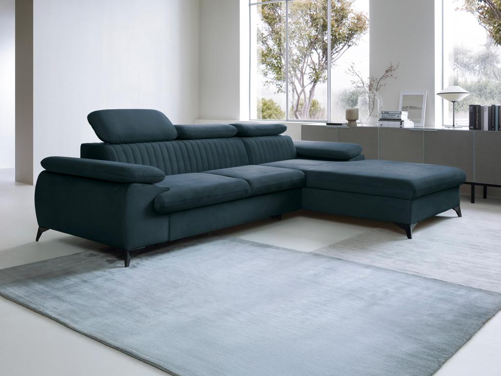 Divano letto in Velluto Azzurro Angolo a destra SAMARA di