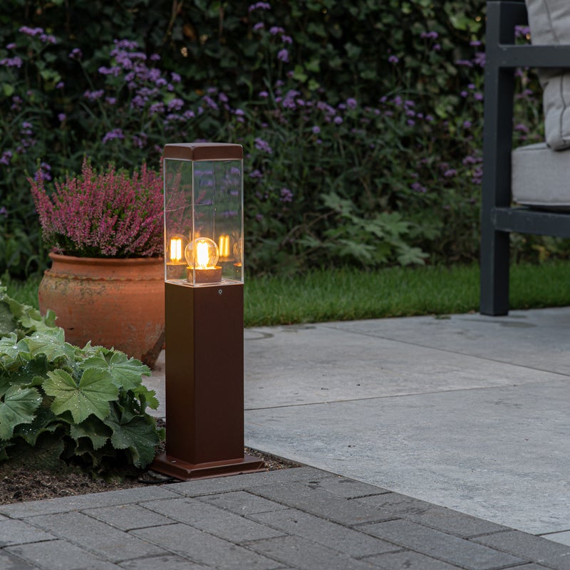 Inteligentna lampa zewnętrzna słupkowa rdzawobrązowa 45 cm z P45 - Malios