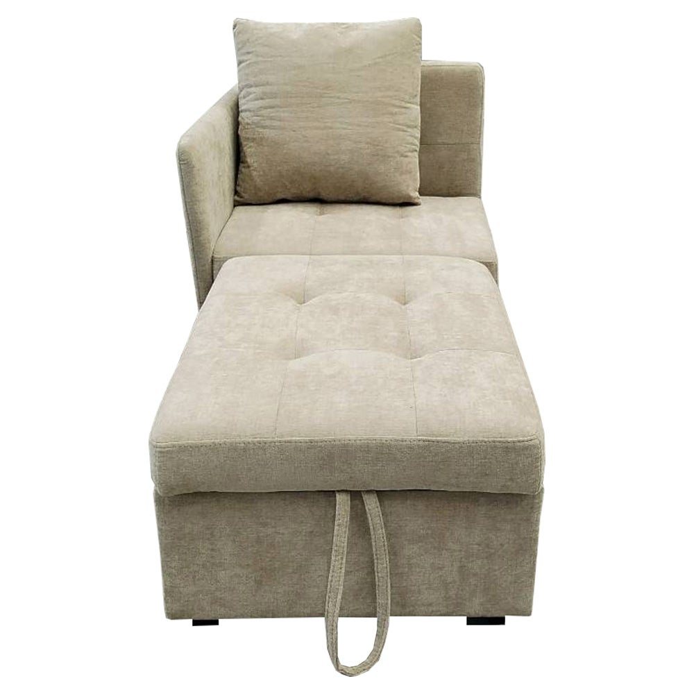 Canapé convertible 3 en 1 multifonctionnel en tissu lin rembourré avec dossier réglable pour petites pièces couleur beige - 5