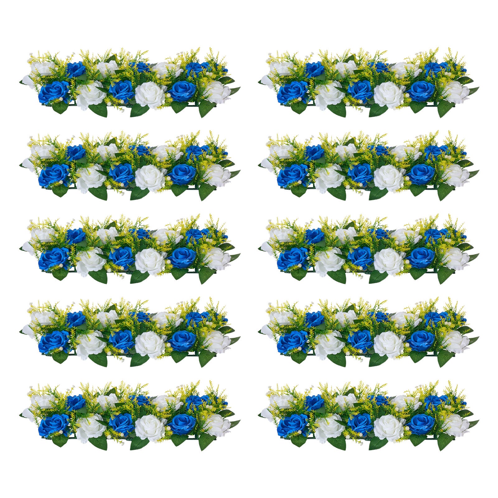 VEVOR 10x Sztuczne kwiaty 500x220x120mm Sztuczny bukiet róż Niebiesko-biały