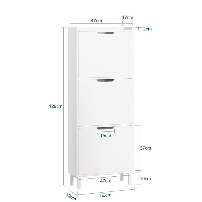 SoBuy Meuble à Chaussures Meuble de Rangement à Chaussures avec 3 Abattants Meuble d'Entrée – Blanc, FSR151-H-W - 6