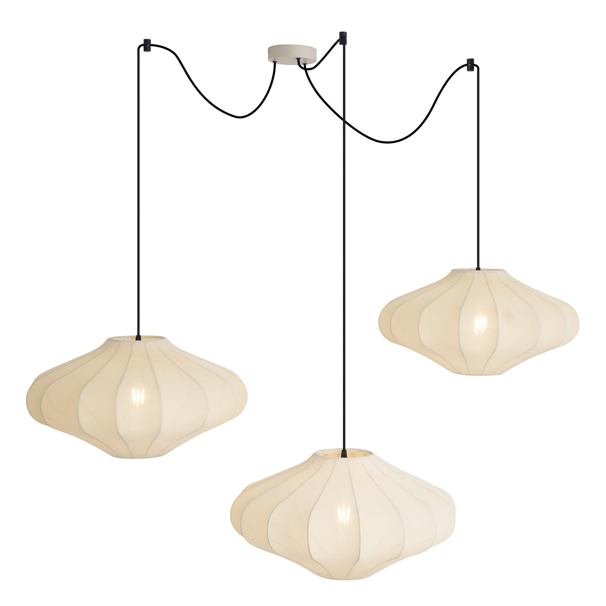 Suspension plu - 3 lumière - L 100 cm - Crème - Japandi - Éclairage intérieur - Salon I Chambre I Cuisine I Salle à manger - 6