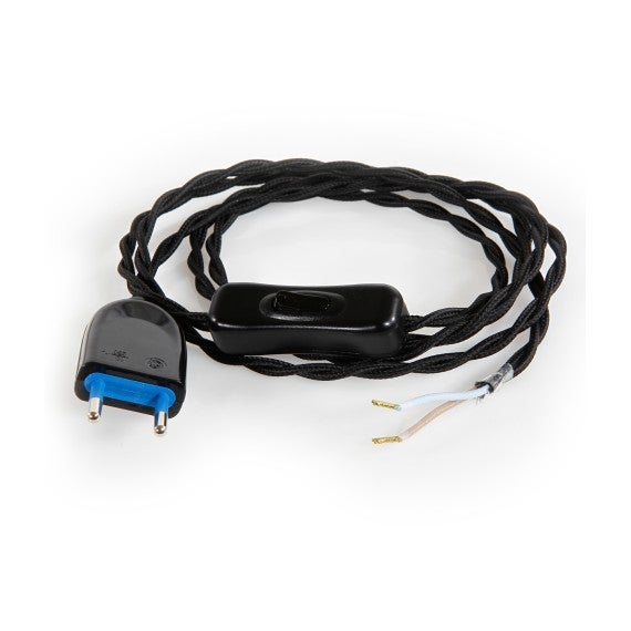 Câble Électrique Torsadé Noir Prémonté avec Fiche et Interrupteur — free download