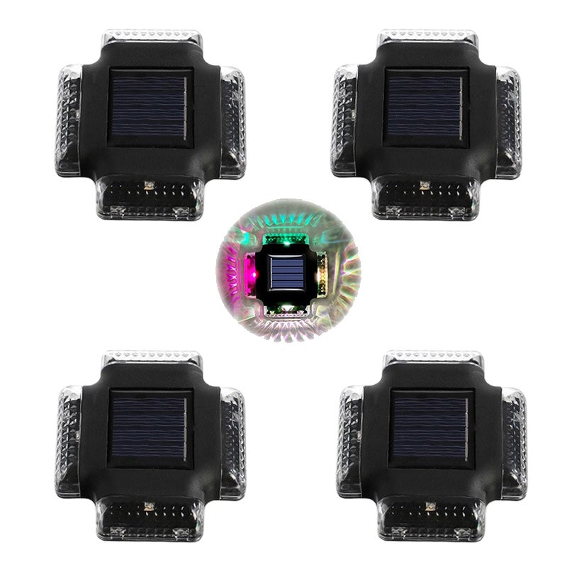 Czterostronne kinkiety, kinkiety dziedzińcowe, polikrystaliczne solarne kinkiety kolorowe, 4 sztuki